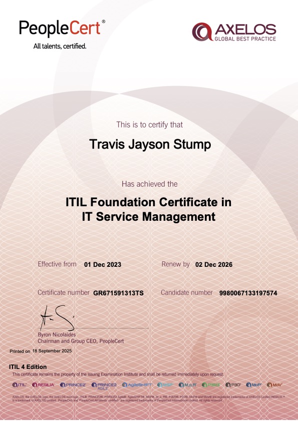 ITIL Foundation Certificate